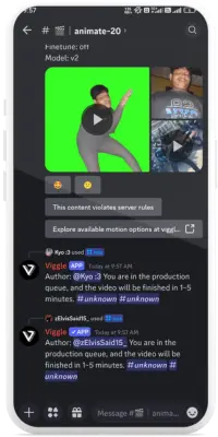 Viggle AI 3D-Video Creation Using Discord server